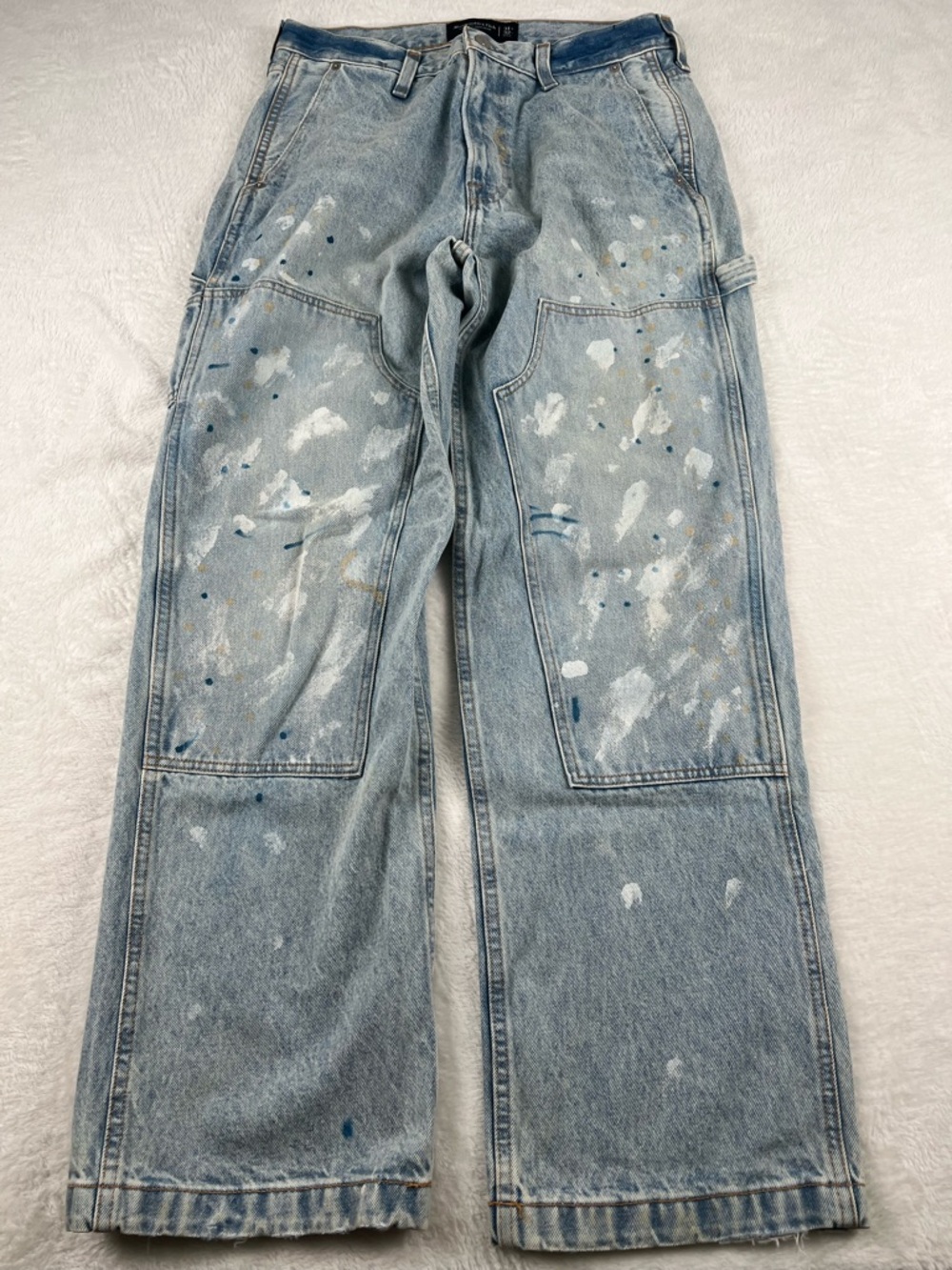 Abercrombie Double Knee Carpenter Jeans Baggy Paint Splatter 31x32